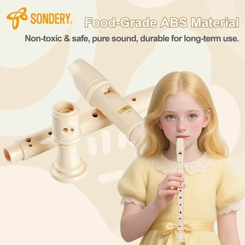 Sondery سوبرانو ريكوردر باروك بترتيب احترافي لأداء متقدم نغمة غنية كاملة مادة ABS ممتازة تتضمن مخطط الترتيب حقيبة واقية - Image 2